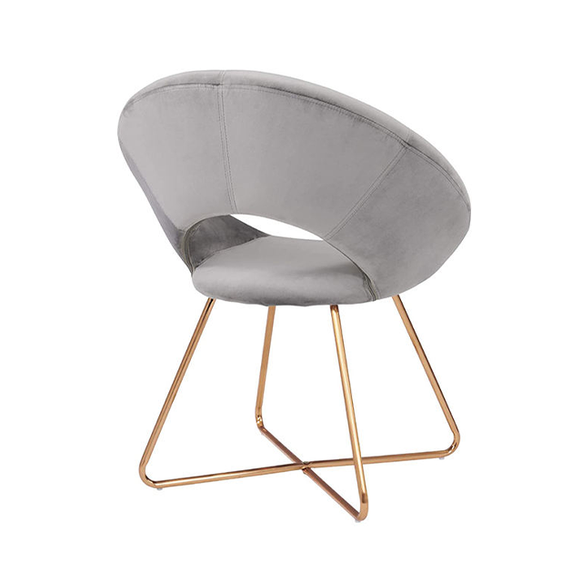 Luxury Velvet Upholstered Moon Arm Restaurant Cafe Bar Backrest Metal Leisure Chair(ZG23-036)