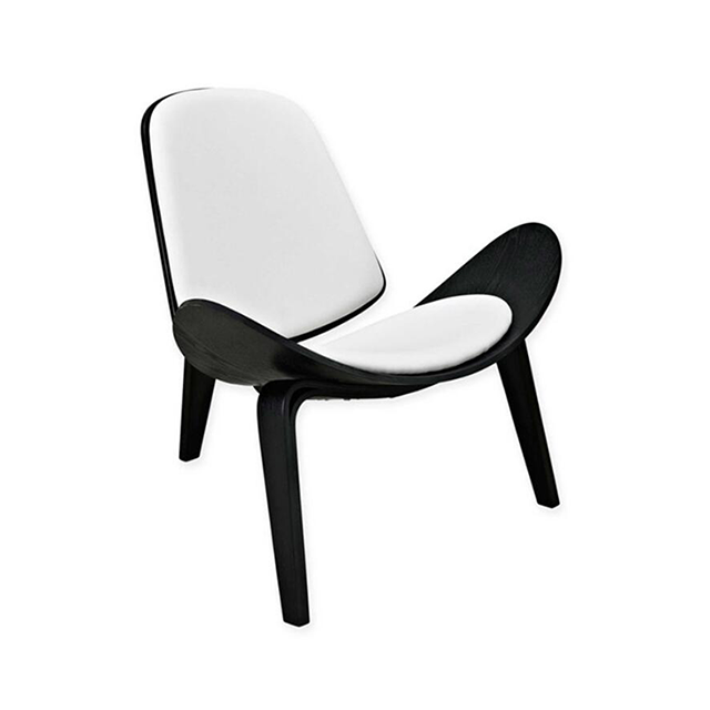 Wholesale Curved Furniture Modern Nordic Three-legged Shell Shaped Wood Lounge Chair(ZG19-017)