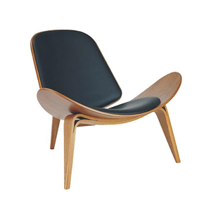 Wholesale Curved Furniture Modern Nordic Three-legged Shell Shaped Wood Lounge Chair(ZG19-017)