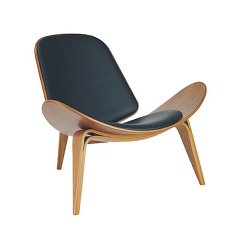 Wholesale Curved Furniture Modern Nordic Three-legged Shell Shaped Wood Lounge Chair(ZG19-017)