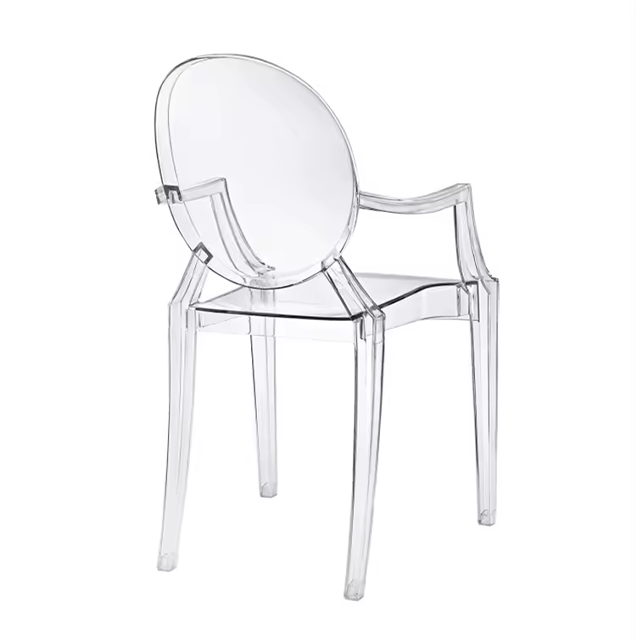 Transparent Event Ghost Chairs Round Back Arms Plastic Dining Chair ZG50-026