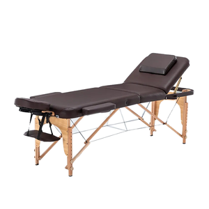 Foldable 3 Section Wooden Massage Bed Right Angle Leather Equipment Furniture Table for Beauty,Salon (ZG28-005)