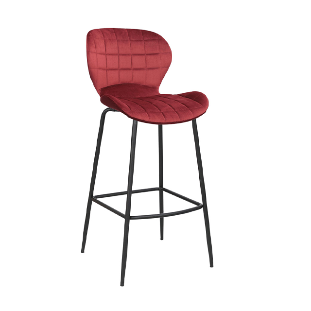 High Chair Velvet Fabric Creative Vintage Metal Leisure Bar Chair With Footrest(ZG21-012)