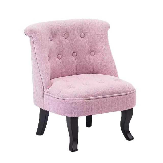 Antique Styled Tufted Single Seater Fabric Sofa Wood Legs Comfortable Leisure Chair(ZG19-031)