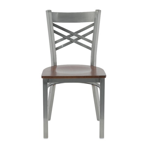 Metal "X" Back Dining Restaurant Kitchen Cafe Dining Chair with Wood Seat (ZG23-110)