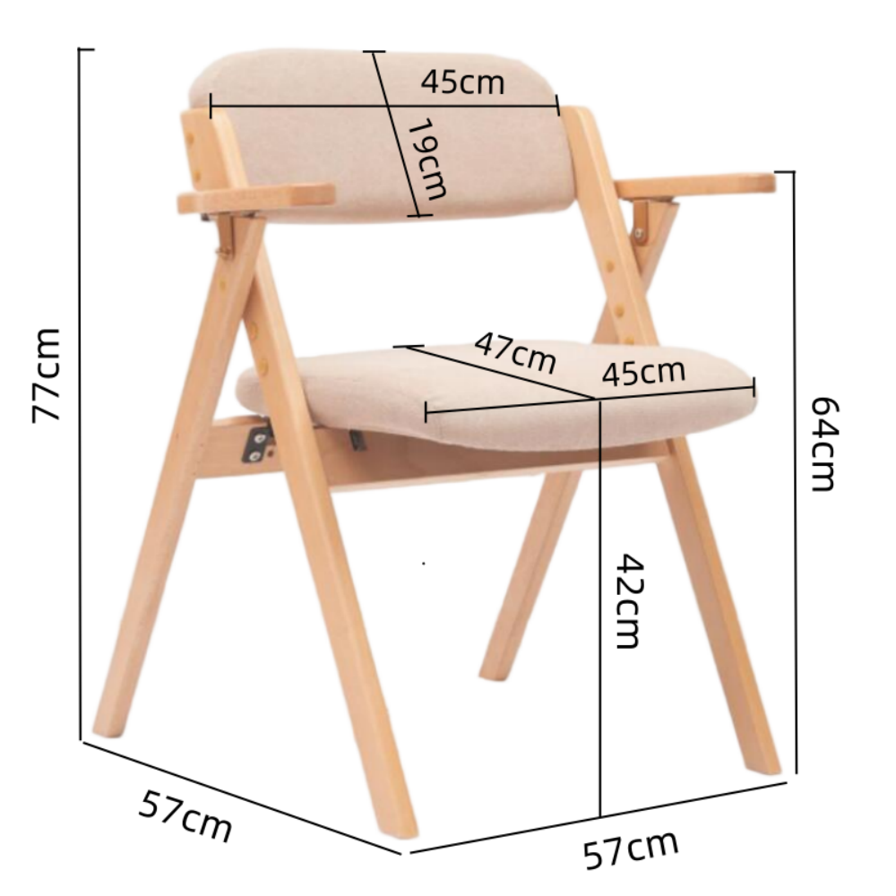 Modern Design Teak Wood Dining Chair Upholstered Seat Backrest Folding Armrests Natural Wood Chairs(ZG16-102)