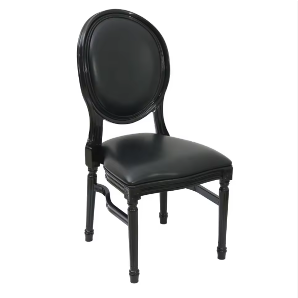 Anji ZG Manufacturer Premium Solid Wood Wedding Button Padded Back Stackable Louis Chair for Hotel Dining Restaurant Event Rental (ZG16-066C-V)