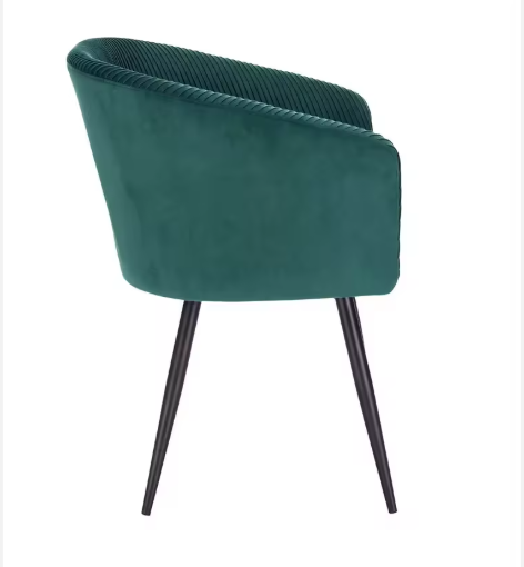 Nordic Style Modern Comfortable Seat Green Velvet Upholstered Dining Chairs With Black Legs ZG20-059