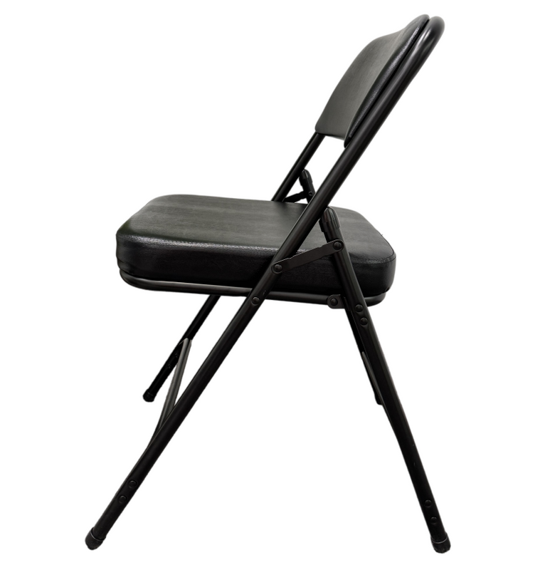 Comfortable Modern Accent Faux Leather Thick Foam Padded Black Folding Chair (ZG26-018)