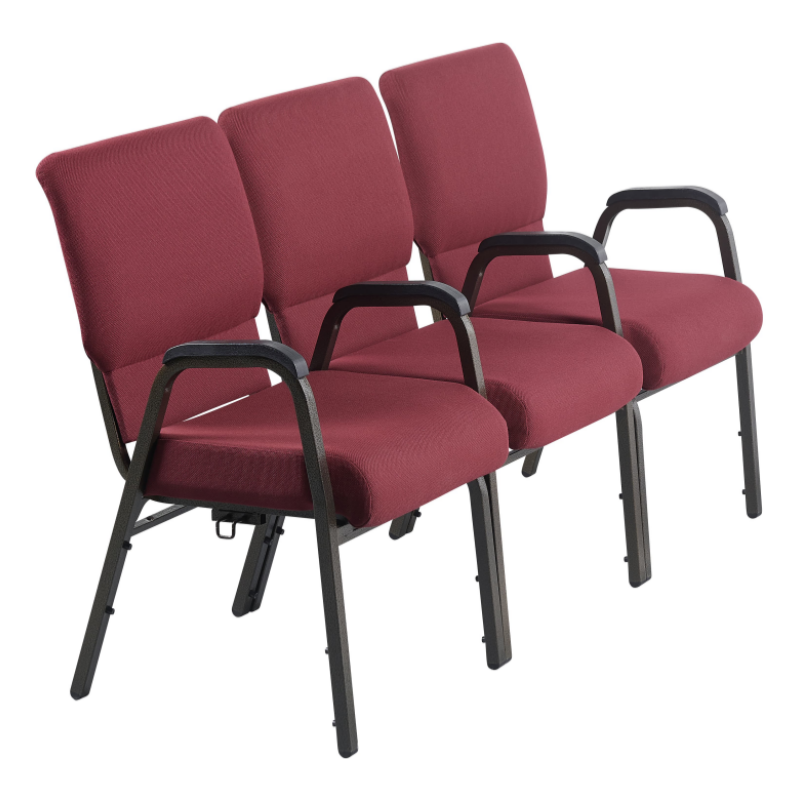 Wholesale Cheap Stackable 20.5'' Wide Burgundy Church Chair with Armrest for Auditorium Worship(ZG13-009)