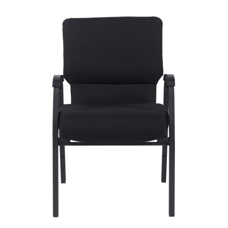 Wholesale Cheap Stackable 20.5'' Wide Metal Black Church Chair with Armrest for Auditorium Worship(ZG13-009)