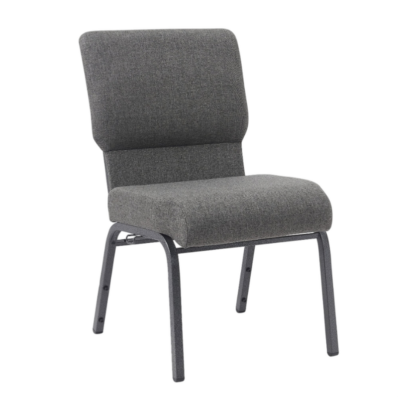 21′′ Wide Church Chair Comfy Stackable Chair in Gray Fabric and Black Frame (ZG13-005)