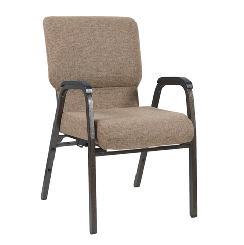 20.5 Inch Wide Mix Tan Fabric Color Silver Vein Steel Frame Armrest Stackable Church Worship Auditorium Armchair (ZG13-010)