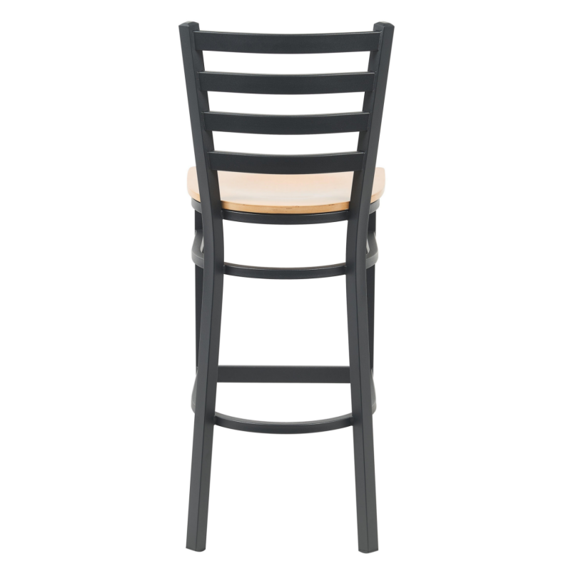 Zhenguan Restaurant Dining Black Finish Ladder Back Bar Stool Bar Chair with Light Nature Plywood Seat for Cafe Restaurant(ZG23-109B)