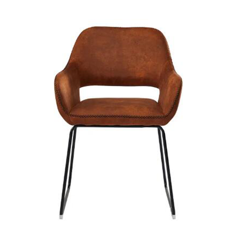 Antique Brown Upholstered Accent Chair PU Leather Dining Room Armchair with Armrest ZG23-077