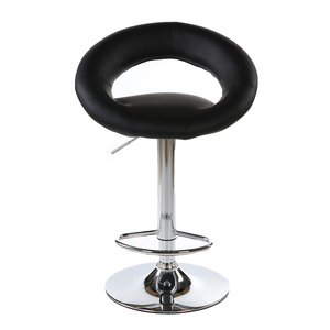 Height Adjust Faux Leather Bar Stool Kitchen Chair with Rotary Chrome Base