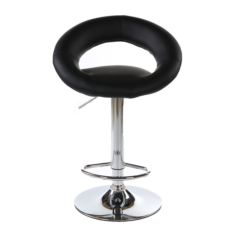 Height Adjust Faux Leather Bar Stool Kitchen Chair with Rotary Chrome Base