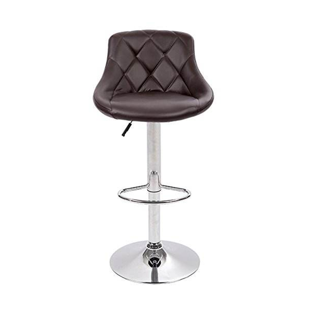 White Pu Leather Padded Adjustable Height Bar Stools 360 Rotation Kitchen Chair