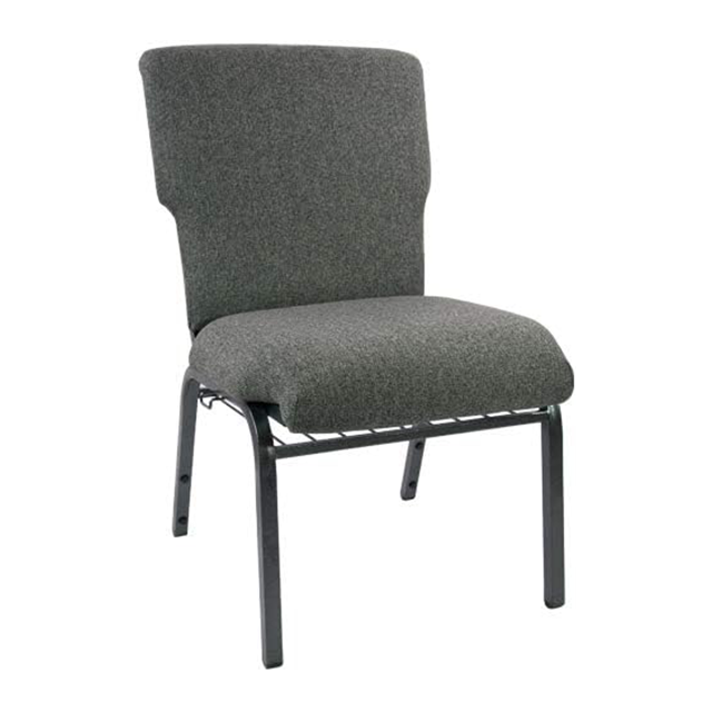 21′′ Wide Church Chair Comfy Stackable Chair in Gray Fabric and Black Frame (ZG13-005)