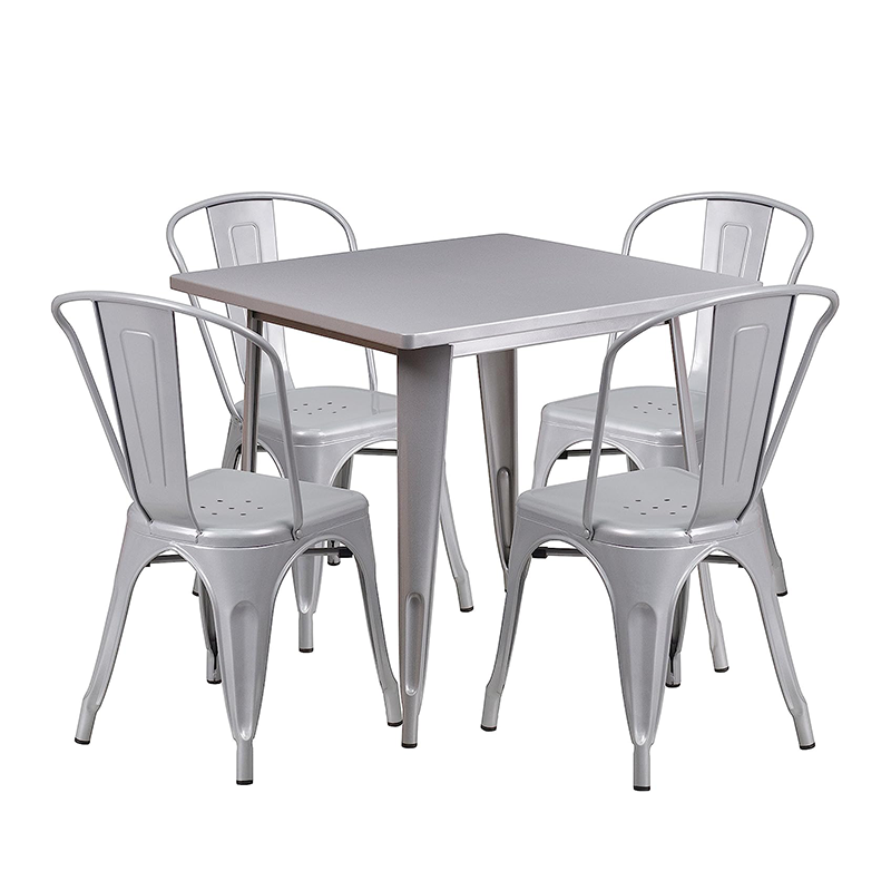 Hot Sale Metal Restaurant Hotel Cafe Modern Garden Furniture Dining Table (ZG23-021)