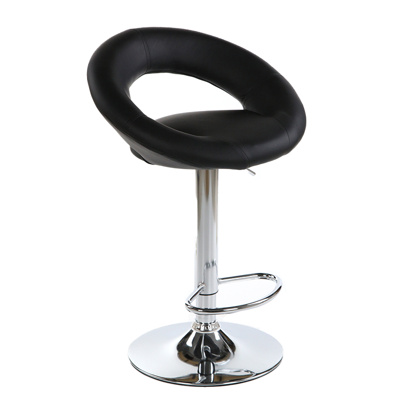 Height Adjust Faux Leather Bar Stool Kitchen Chair with Rotary Chrome Base