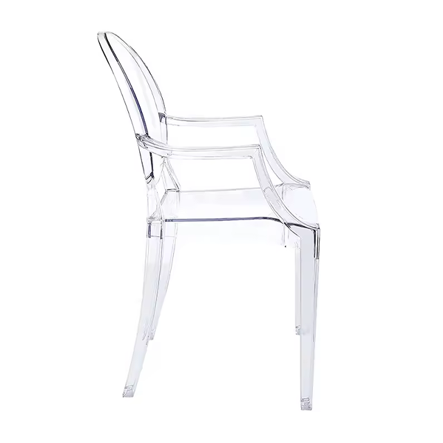Transparent Event Ghost Chairs Round Back Arms Plastic Dining Chair ZG50-026
