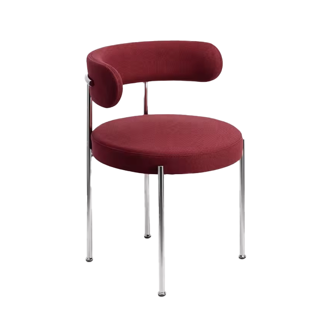 Lamb Wool Vanity Room Chair Modern Upholstered Accent Chair with Metal Legs and Back(ZG23-069)