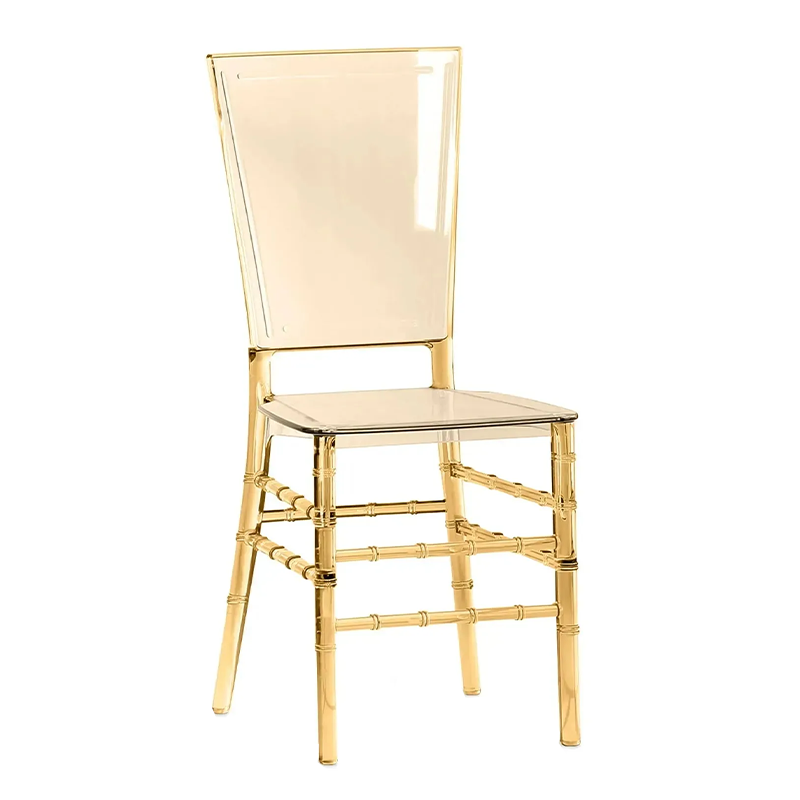 Modern Stackable Clear Acrylic Plastic PC Crystal Chiavari Square Transparent Chair for Wedding Events Party Banquet Cafe(ZG50-016)