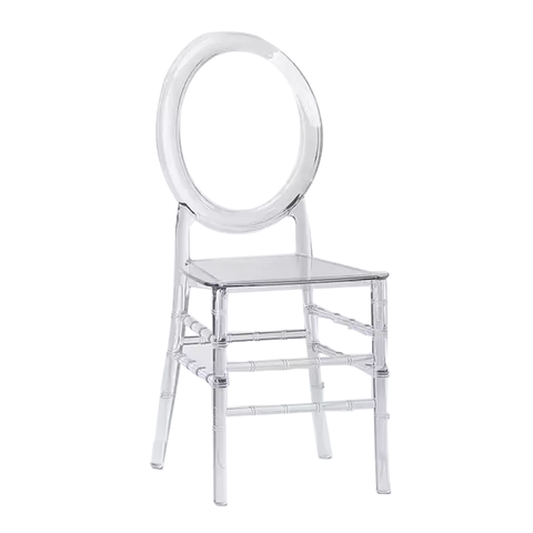 Moon Nordic Outdoor Household Wedding Event Plastic Crystal Acrylic PC Transparent Dining O Back Chair ZG50-018