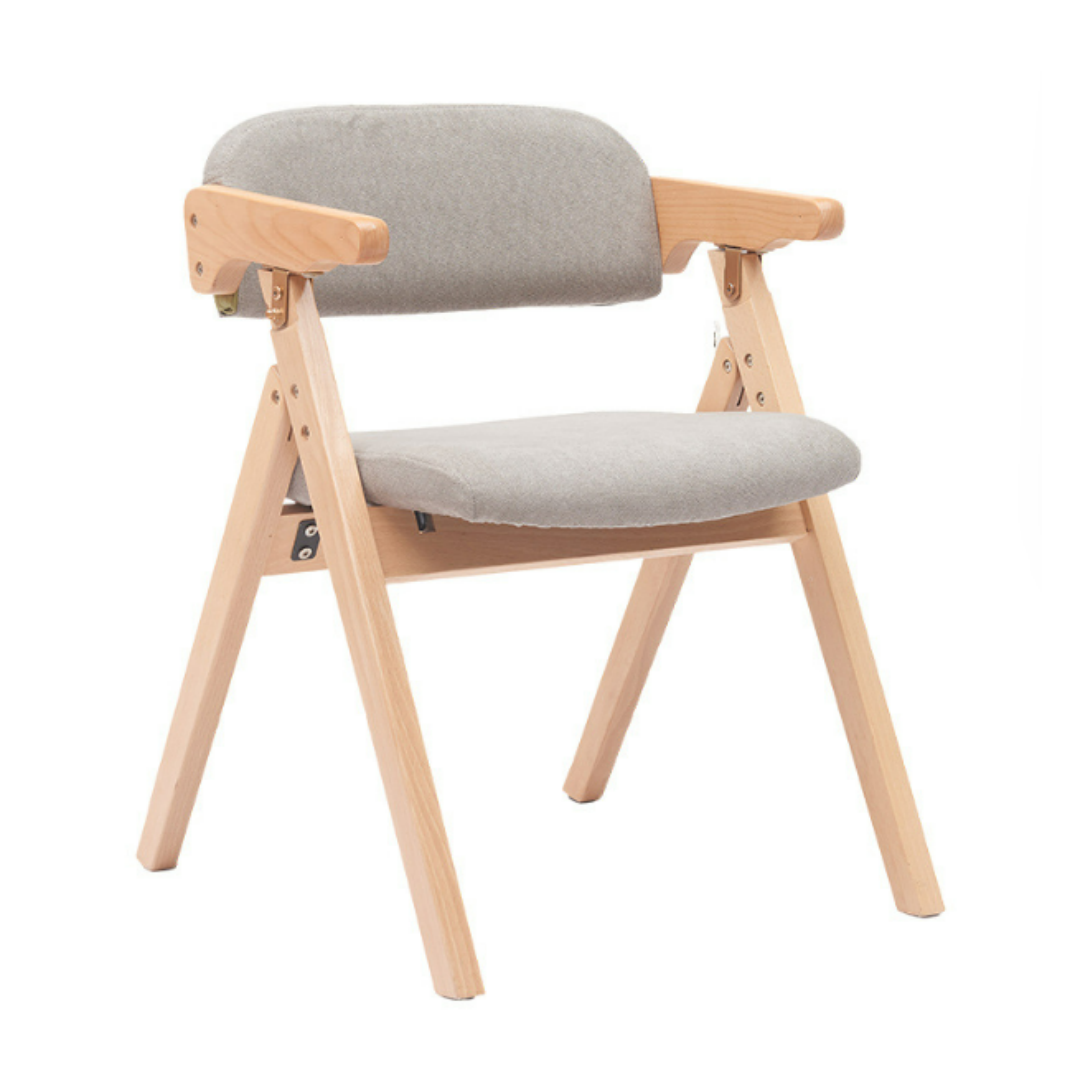 Modern Design Teak Wood Dining Chair Upholstered Seat Backrest Folding Armrests Natural Wood Chairs(ZG16-102)