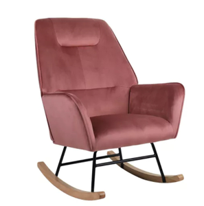 Teddy Fabric and Rocking Wood Metal Leg With Rubber Wood Accent Chairs(ZG31-009)
