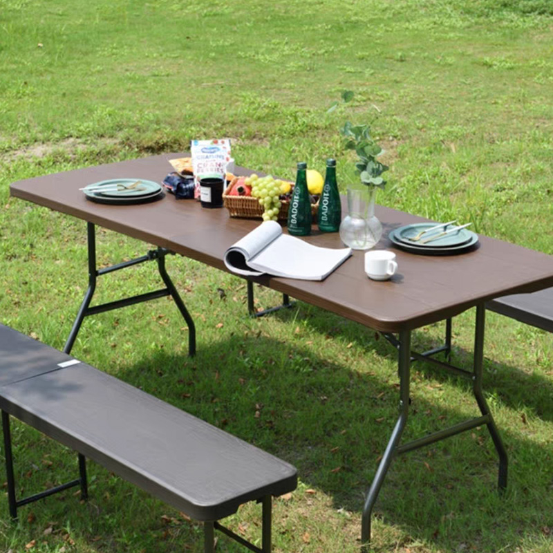 Hot Sell Outdoor Business Convenient Dining Desk Blown Picnic Rectangular Plastic Round Folding Tables and Chairs8FT Rectangle Table