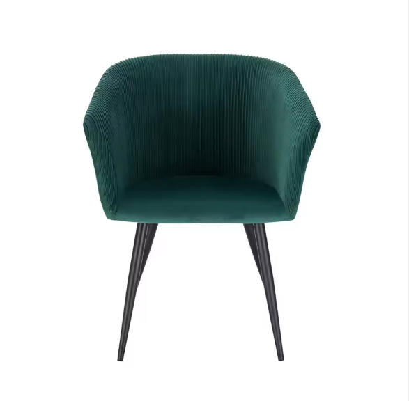 Nordic Style Modern Comfortable Seat Green Velvet Upholstered Dining Chairs With Black Legs ZG20-059