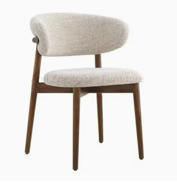 Nordic Modern Minimalist Wood Dining Chairs with Backrest Designer Fabric for Home Living Room Hotel Use(ZG16-100)