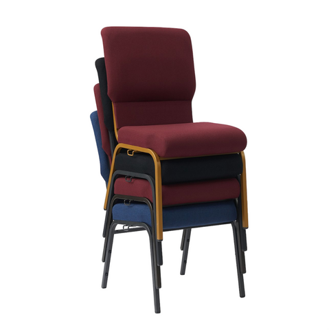 18.5 Inch Wide Black Steel Frame Black Fabric Stackable Church Worship Auditorium Chair with Cut-Away Back (ZG13-002)
