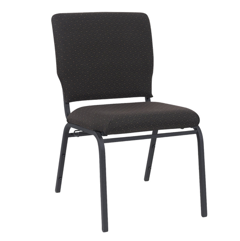 18 Inch Espresso Fabric Wide Silver Vein Steel Frame Stackable Church Worship Auditorium Chair with Full Back (ZG13-006)