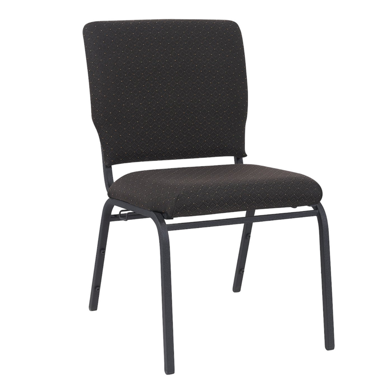 18 Inch Espresso Fabric Wide Silver Vein Steel Frame Stackable Church Worship Auditorium Chair with Full Back (ZG13-006)