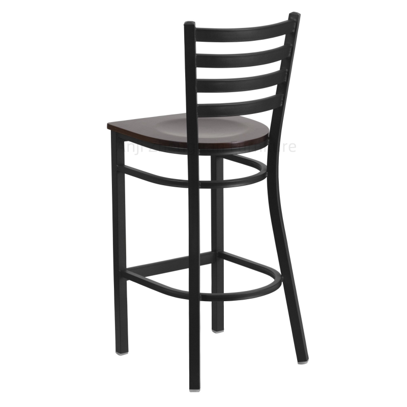 Zhenguan Restaurant Dining Plywood Ladder Back Bar Stool Bar Chair with Wood Seat (ZG21-071)