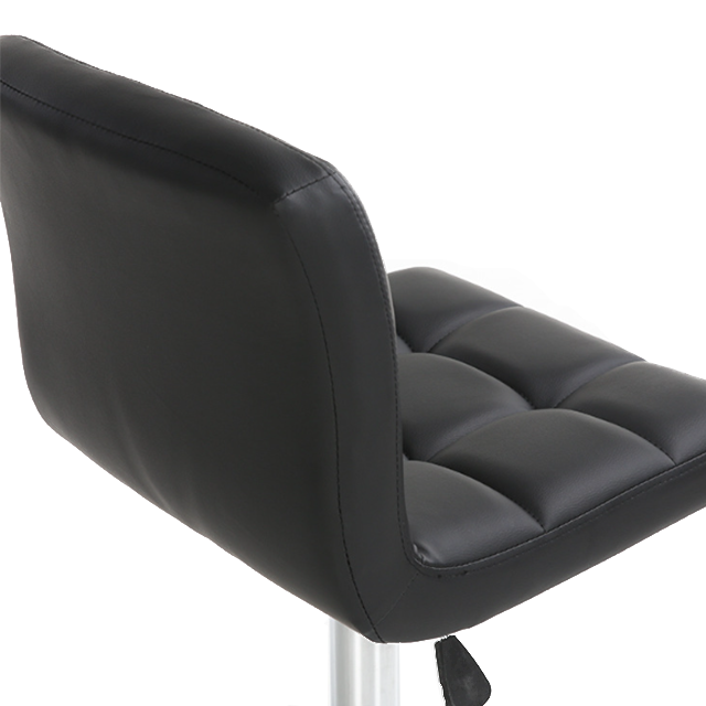 Beige Leatherette Bar Stool Counter Height Adjustable Chair in Chrome