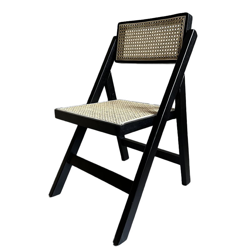Vintage Single Person Solid Wood Rattan Folding Chair Restaurant Dining Chairs ZG16-069