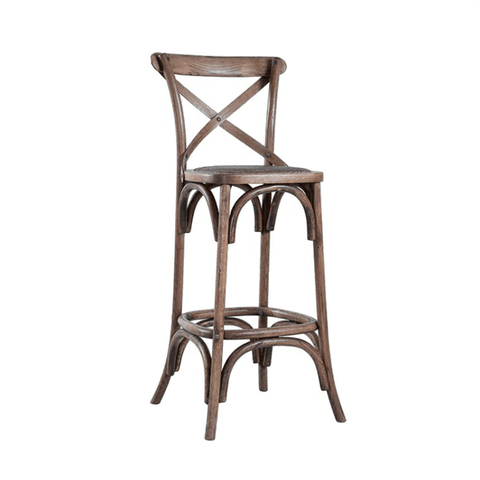 High Quality Wedding Chair Cross Back Bar Stool Vintage Bar Chair Solid Wood Dinning Chair (ZG25-002)