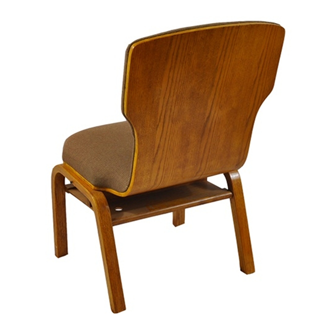 Wood Framed Upholstered Church Chair Stacking Chairs with Book Rack (ZG15-006)
