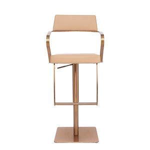 Top Quality Faux Leather Padded Barstool Rose Gold Chrome Base/Footrest Counter Height Chair ZG18-055