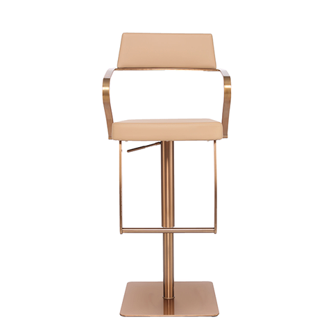 Top Quality Faux Leather Padded Barstool Rose Gold Chrome Base/Footrest Counter Height Chair ZG18-055