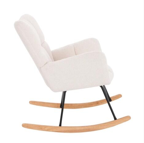 Teddy Fabric Tufted Upholstered Rocker Chair Bedroom Lounge Armchair (ZG31-002)