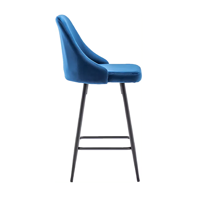 Home Furniture Modern Design Velvet Stools High Bar Counter Chair With Metal Legs(ZG21-015)