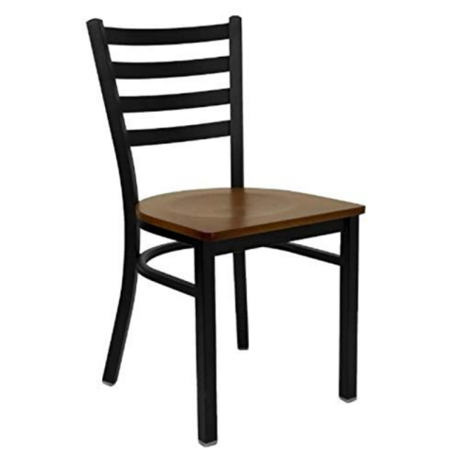 Metal Ladder Back Dining Restaurant Kitchen Chair with Wood Seat(ZG23-109)
