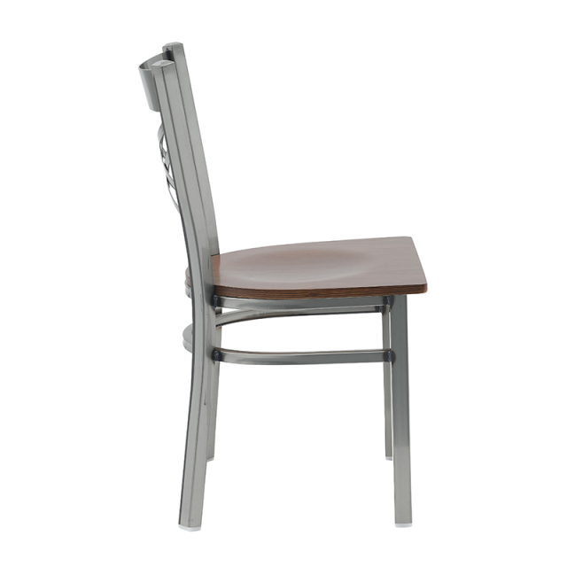 Metal "X" Back Dining Restaurant Kitchen Cafe Dining Chair with Wood Seat (ZG23-110)