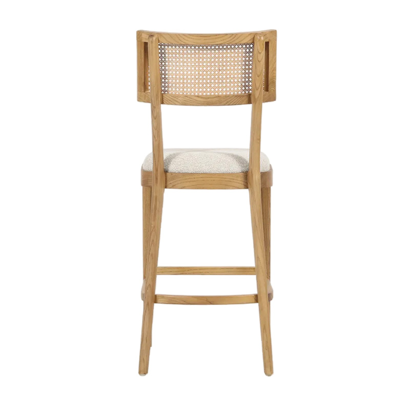 Nordic Design Minimalist Rattan Back Solid Wood Bar Chair Armless Leisure Bar Stools(ZG25-038)
