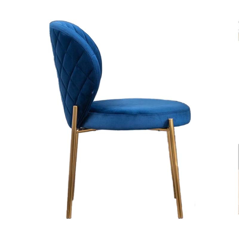 High Quality Metal Frame Kitchen Chairs Hot Metal Leg Navy Blue Velvet Padded Dining Chair ZG23-111